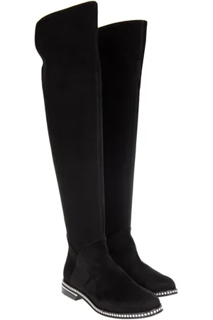 LE SILLA Over-knee Boots, female, , Size: 7 US Suede Over-Knee Boots with Crystal-Embellished Sole