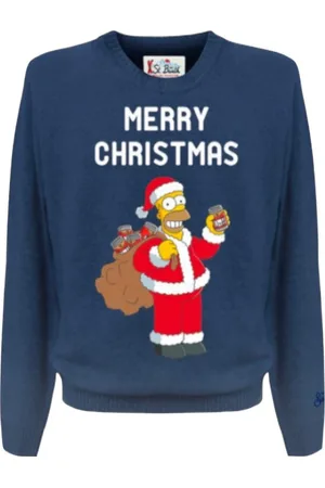MC2 SAINT BARTH Round-neck Knitwear, male, , Size: S Christmas Edition Homer Simpson Sweater