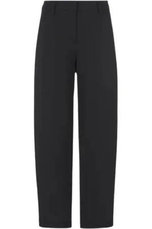 Giorgio Armani Chinos, female, , Size: XS Silk Straight Trousers with Adjustable Slits