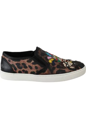 Dolce & Gabbana Loafers, female, , Size: 5 US Leather Leopard dgfamily Loafers Shoes