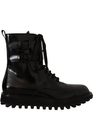 Dolce & Gabbana Lace-up Boots, male, , Size: 7 US Leather Combat Lace Up Boots
