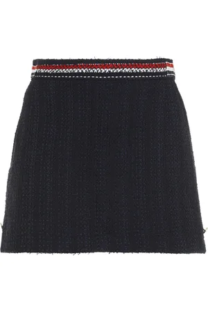 Thom Browne Short Skirts, female, , Size: XS Navy Blue Striped Mini Skirt