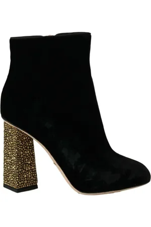 Dolce & Gabbana Heeled Boots, female, , Size: 10 US Crystal Embellished Ankle Heel Boots