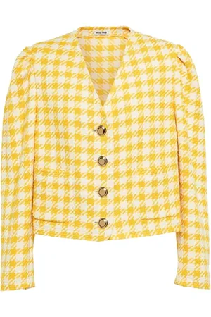 Miu Miu Blazers, female, , Size: S Elegant Tweed Cropped Jacket