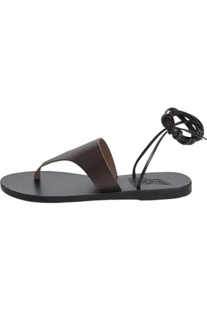 Ancient Greek Sandals Flat Sandals, female, , Size: 7 US Leather Ankle-Tied Flip-Flop