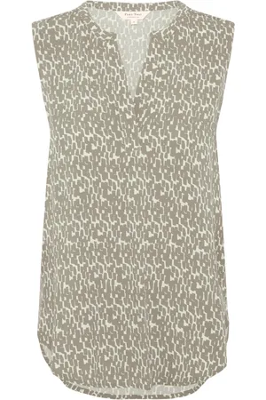 Part Two Sleeveless Tops, female, , Size: 2XL Green Graphic Print Blouse