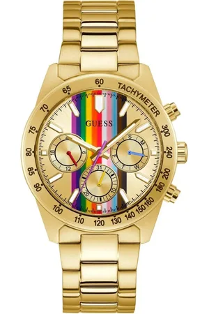 Guess Watches, male, , Size: ONE SIZE Rainbow Dial Stainless Steel Bracelet Watch