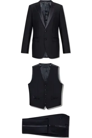 Dolce & Gabbana Single Breasted Suits, male, , Size: M Three-piece suit in wool