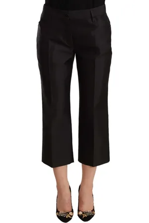 Dolce & Gabbana Cropped Trousers, female, , Size: S Silk Flared Cropped Pants