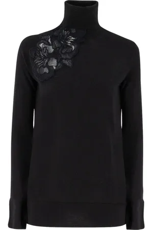ERMANNO SCERVINO Turtlenecks, female, , Size: S Floral Lace Turtleneck Jumper