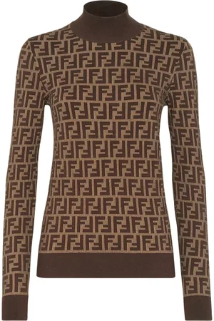 Fendi Turtlenecks, female, , Size: XS Cotton Sweater with FF Motif