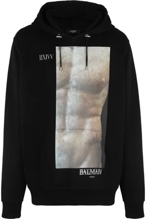Balmain Hoodies, male, , Size: M Statue print hoodie