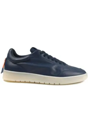 Barracuda Sneakers, male, , Size: 7 US Navy Leather Sneakers with Color Accents