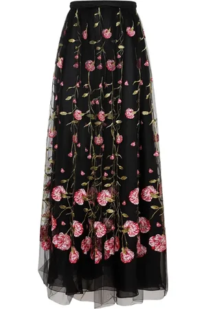 Giambattista Valli Midi Skirts, female, , Size: XS Black Rose Polyester Midi Skirt