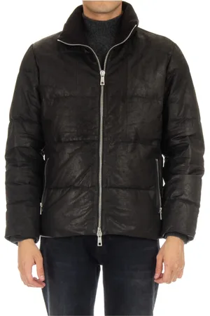 GIORGIO BRATO Down Jackets, male, , Size: 2XL Padded Leather Jacket with Quilted Detail