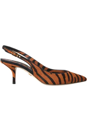 Dolce & Gabbana Pumps, female, , Size: 6 US Zebra Print Leather Slingback Sandals