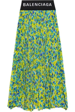 Balenciaga Midi Skirts, female, , Size: M Floral Print Pleated Midi Skirt