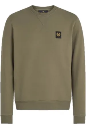 Belstaff Sweatshirts, male, , Size: M Classic Olive Sweatshirt with Bouclé Cotton