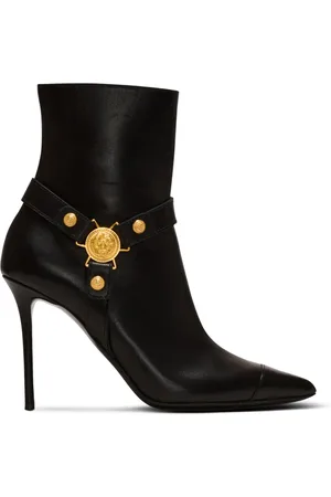 Balmain Heeled Boots, female, , Size: 9 US Heeled calfskin Eva ankle boots