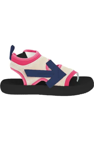 OFF-WHITE Flat Sandals, female, , Size: 8 US Neoprene and Suede Sandals