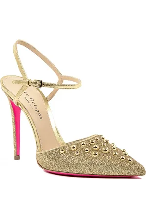 DEE OCLEPPO Pumps, female, , Size: 7 US Golden Sphere Ankle Strap Pump