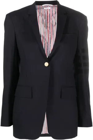 Thom Browne Blazers, female, , Size: XS Classic Wool Blazer with Striped Detailing