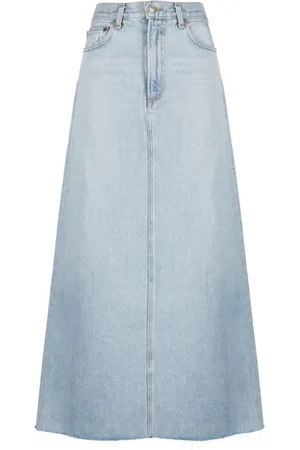 AGOLDE Denim Skirts, female, , Size: W27 Maxi Denim Skirt with Frayed Edge