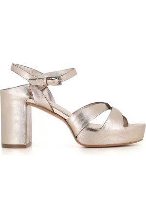 ROBERTO DEL CARLO High Heel Sandals, female, , Size: 8 US Grey Leather Sandal with Buckle Closure