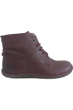 Kickers Lace-up Boots, female, , Size: 7 US Women Casual Burgundy Leather Boot