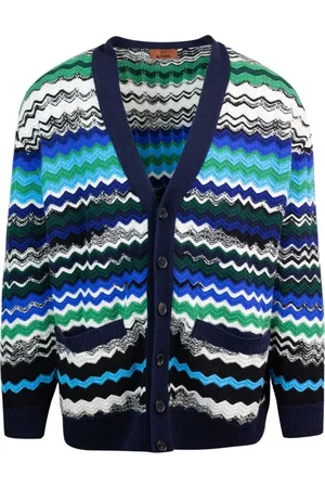 Missoni Cardigans, male, , Size: 2XL MultiColour Zig-Zag Sweater