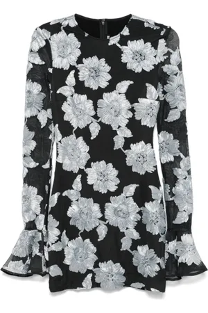ROTATE Short Dresses, female, , Size: M Floral Mini Dress Charcoal Gray