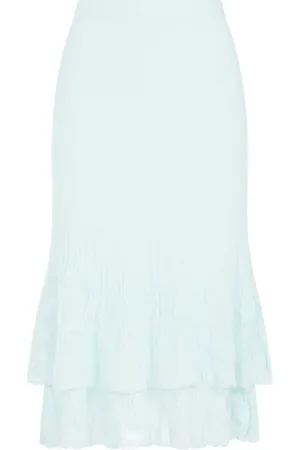 Bottega Veneta Midi Skirts, female, , Size: S Pale Turquoise Cotton Midi Skirt