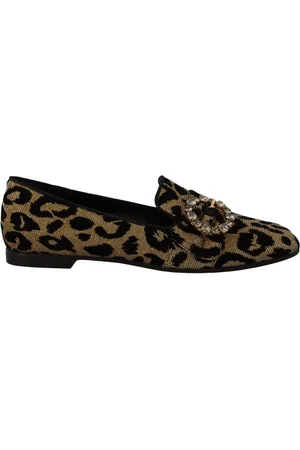 Dolce & Gabbana Loafers, female, , Size: 6 1/2 US Leopard Print Crystal Loafers
