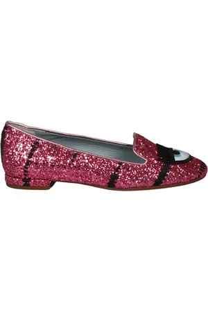Chiara Ferragni Ballerinas, female, , Size: 5 US Glitter Ballerina Shoes with Embroidered Patches