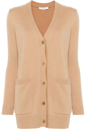 Max Mara Cardigans, female, , Size: S Camel Wool-Cashmere Sweater with Sequined Motif