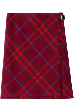 Burberry Short Skirts, female, , Size: 2XS Crimson Check Kilt/Trous
