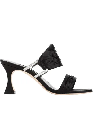 Manolo Blahnik Heeled Mules, female, , Size: 8 1/2 US Satin Chinap Sandal