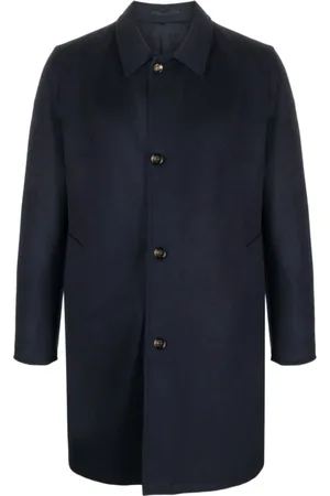 Kired Single-Breasted Coats, male, , Size: 4XL Navy Cashmere Coat