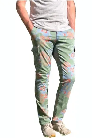 Masons Slim-fit Trousers, male, , Size: 2XL Jungle Print Cargo Pants