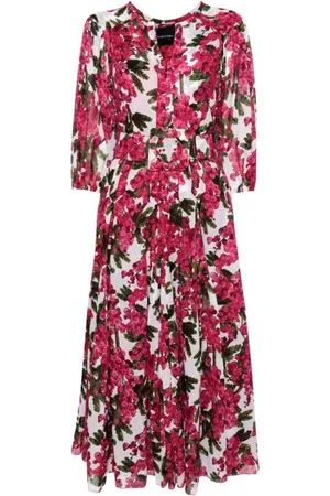 SAMANTHA SUNG Midi Dresses, female, , Size: 5XL Mimosa Print Cotton Dress