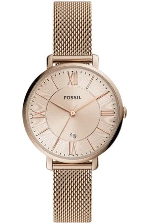 Fossil Watches, female, , Size: ONE SIZE Jacqueline 3-Hand Stainless Steel Watch Caramel Es5120