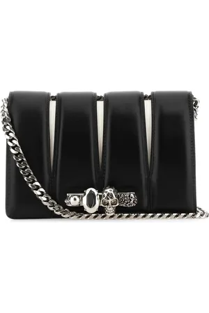 Alexander McQueen Cross Body Bags, female, , Size: ONE SIZE Two-Toneappa Leather Slash Clutch