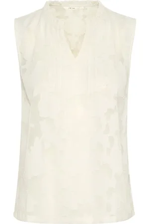 Cream Sleeveless Tops, female, , Size: XL Sleeveless Blouse Snow