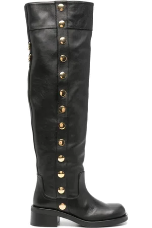 Moschino High Boots, female, , Size: 6 US Stud Embellished Knee-High Boots