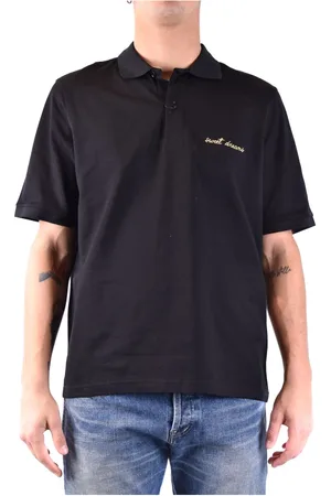Saint Laurent Polo Shirts, male, , Size: S Cotton and Calf Leather Sweater