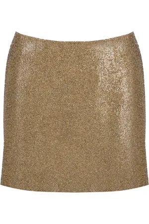 Nué Notes Short Skirts, female, , Size: S Gold Silk A-Line Mini Skirt