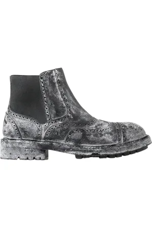 Dolce & Gabbana Chelsea Boots, male, , Size: 10 1/2 US Black Leather Ankle Boots