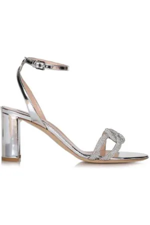NINALILOU High Heel Sandals, female, , Size: 6 US Silver High Heel Sandals with Swarovski