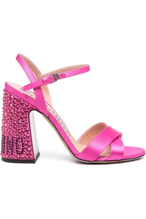 Moschino High Heel Sandals, female, , Size: 8 US Fuchsia Pink Satin Sandals