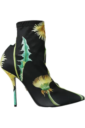 Dolce & Gabbana Heeled Boots, female, , Size: 9 US Floral Stretch Ankle Boots